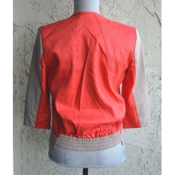 Helmut Lang Coral red Glossy Linen bomber jacket - Picture 5 of 7